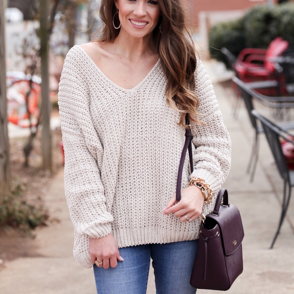 Oversized cream sweater.